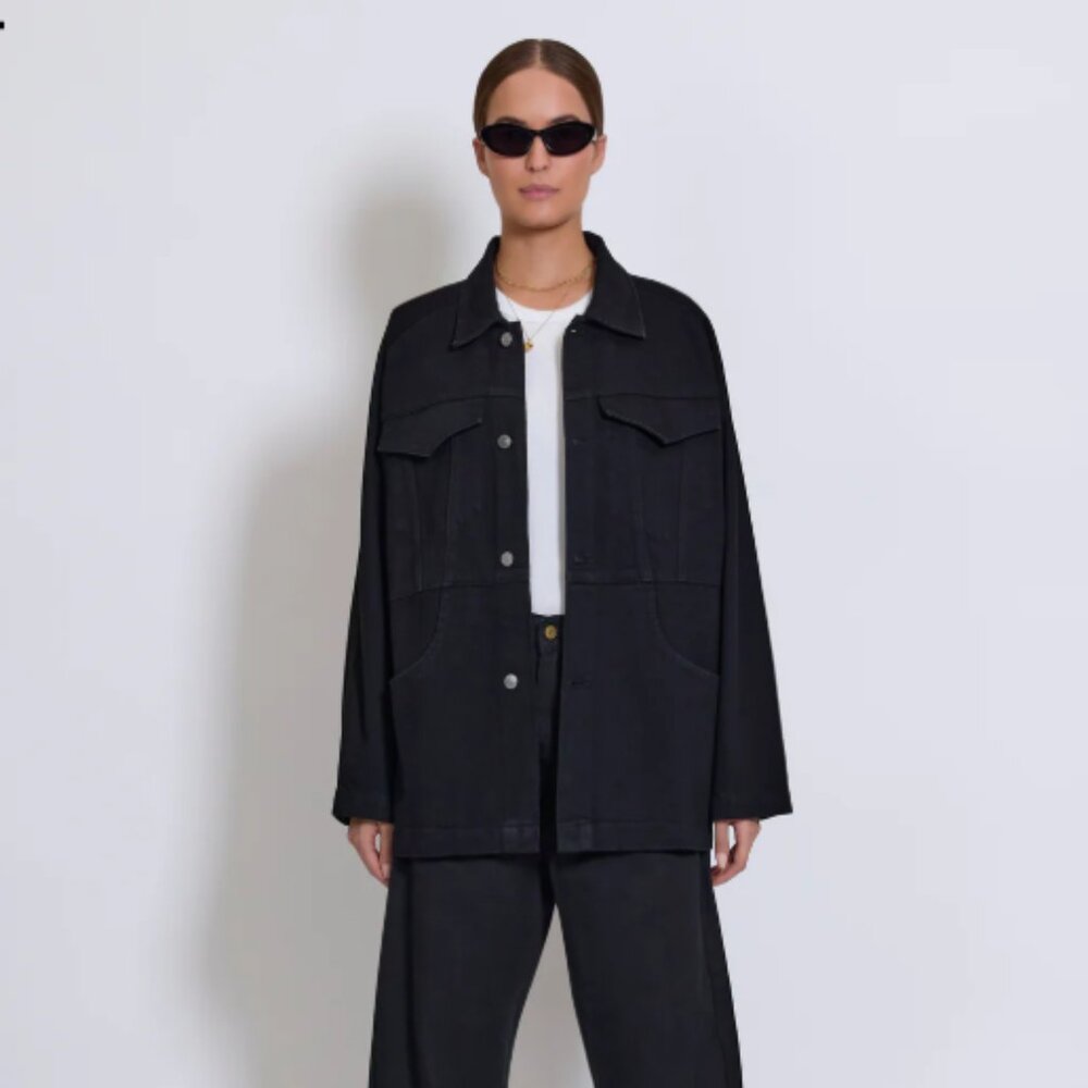 ROUCHA Orwell Denim Jacket Navy Blue 100% Cotton Size CC L Petite